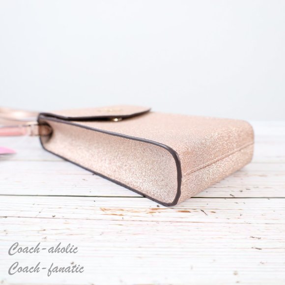 NWT Kate Spade Tinsel North South Glitter Phone Flap Crossbody in Rose Gold - Picture 10 of 13